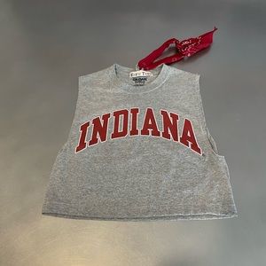 Indiana University crop tank with bandana tie detail